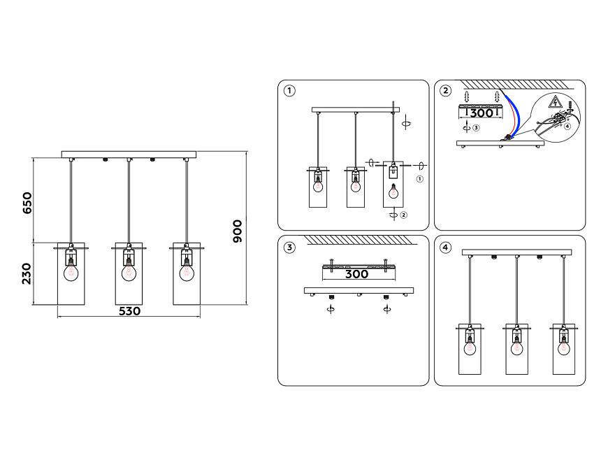TR3590/3 CH/SM хром/дымчатый E27/3 max 40W 530*100*900